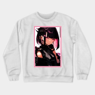 Aesthetic Anime Girl Pink Rosa Black | Quality Aesthetic Anime Design | Chibi Manga Anime Art Crewneck Sweatshirt